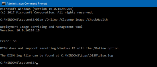 كيفية إصلاح خطأ DISM 50