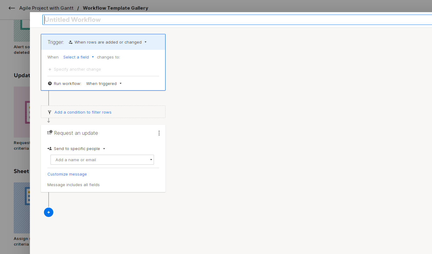 مثال على سير عمل آلي فارغ للتحديثات