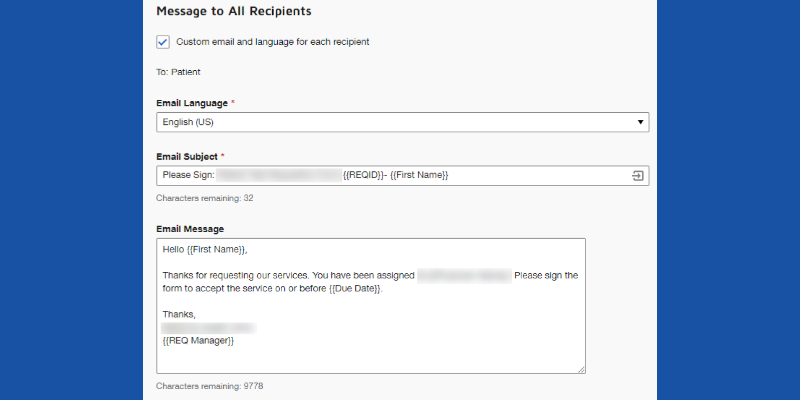 تخصيص رسائل البريد الإلكتروني من ورقة منشئ المستندات