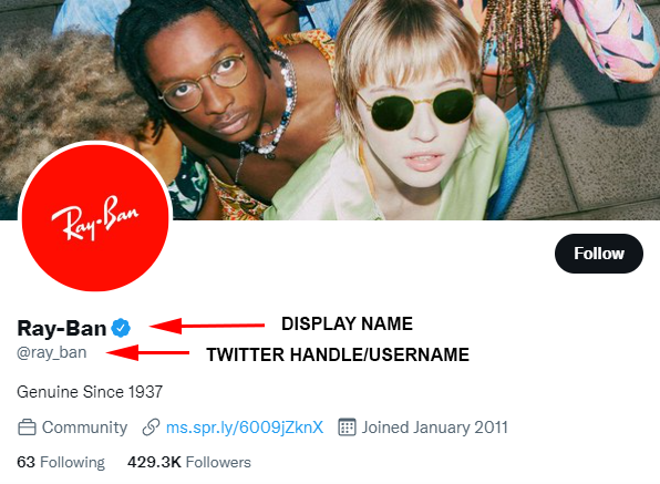 RayBan의 트위터 계정