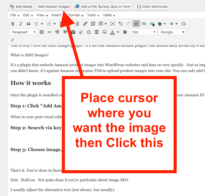 게시할 Amazon 이미지 추가를 클릭합니다.