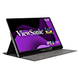 ViewSonic 15.6 İnç 1080p Taşınabilir Monitör, 2 Yollu 60W USB C, IPS, Eye Care, Çift Hoparlör, Dahili Stand ve Kapaklı (VG1655)