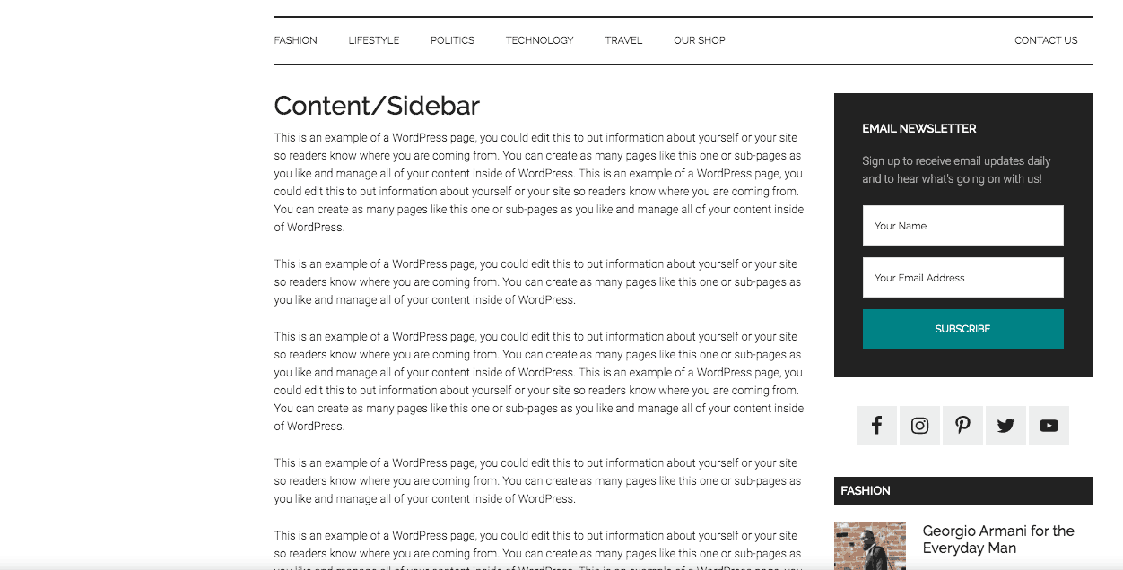 مثال على موقع ويب بتصميم عمودين min