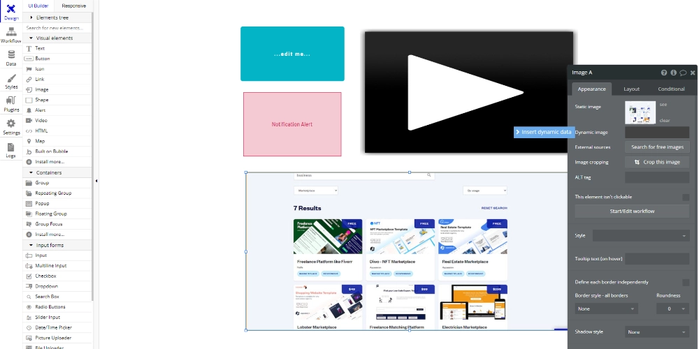 واجهة المستخدم الرسومية لمحرر الفقاعات