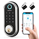 Smart Lock, SMONET Keyless Entry Door Lock, Fingerprint Door Lock dengan Keypads, Smart Lock Deadbolt dengan IC Card, Touchscreen Keypad, Auto Lock, Remote Share, Kontrol APLIKASI untuk Rumah, Apartemen (2 Tombol)