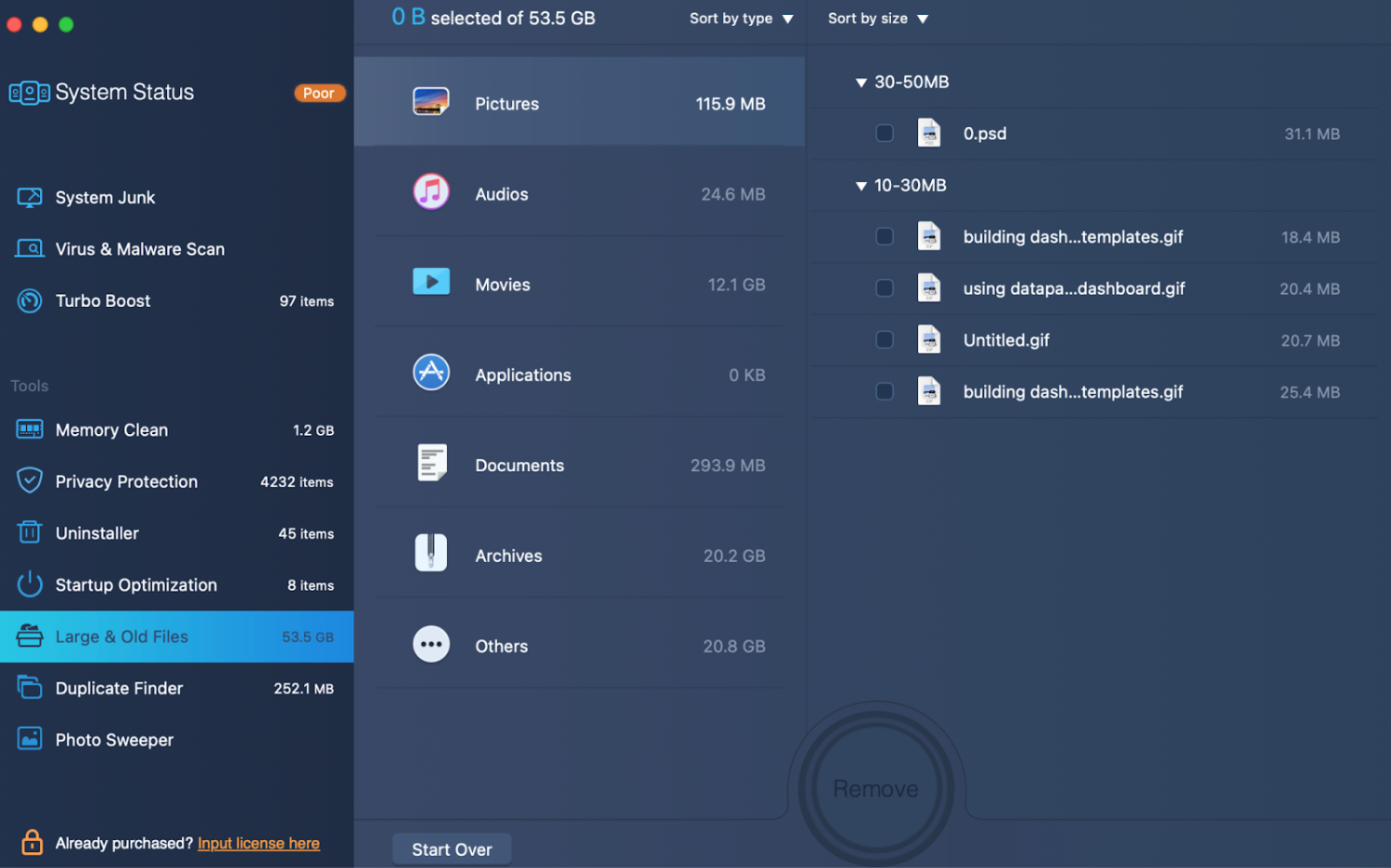 curățător de fișiere mari