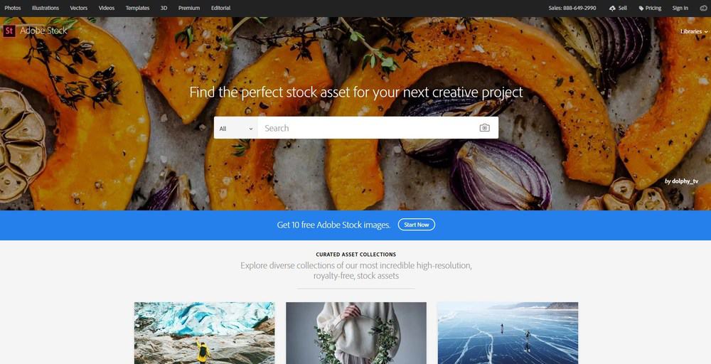صفحة Adobe Stock الرئيسية