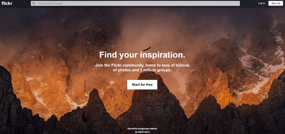 الصفحة الرئيسية لموقع فليكر