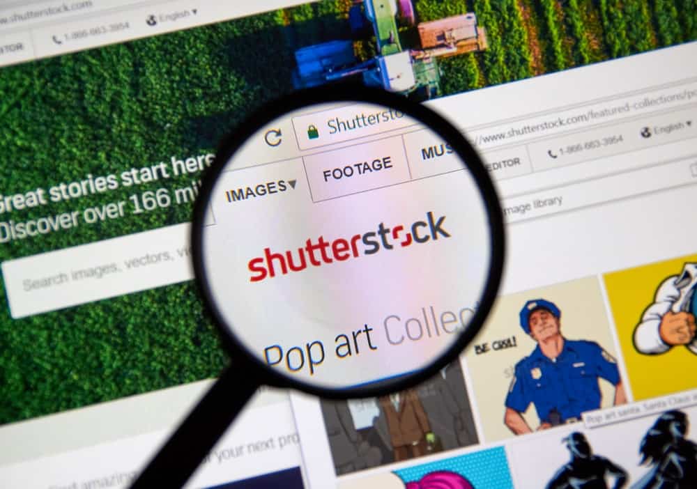 شعار Shutterstock على موقعه على الإنترنت.