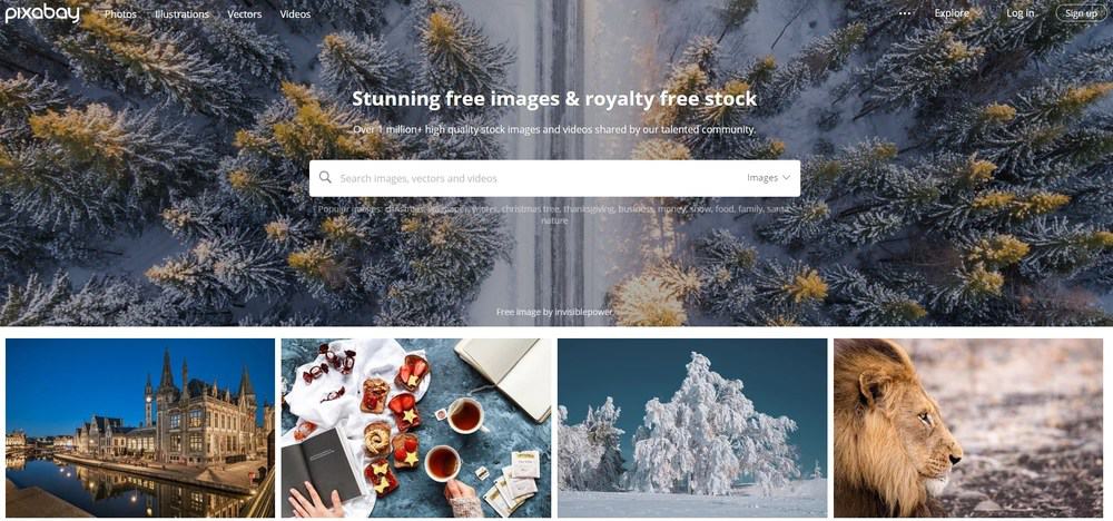 الصفحة الرئيسية لـ Pixabay
