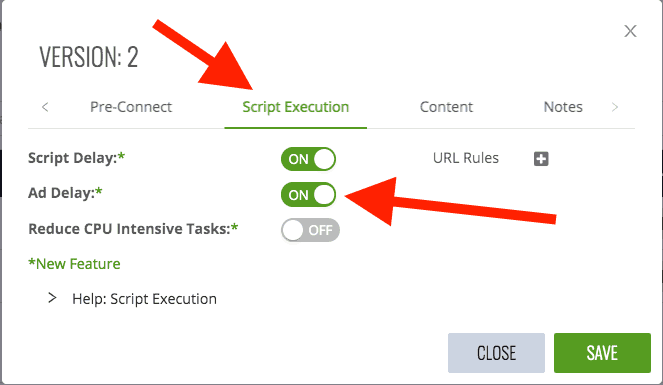 تبديل تأخير الإعلان في Ezoic Site Speed Accelerator