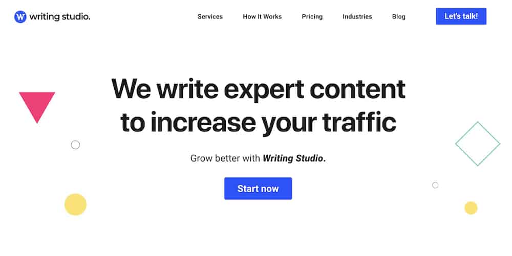 Zrzut ekranu strony głównej Writing Studio.