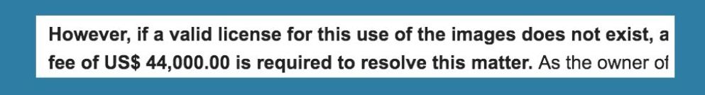 44,000 米ドルの著作権トロールの申し立て