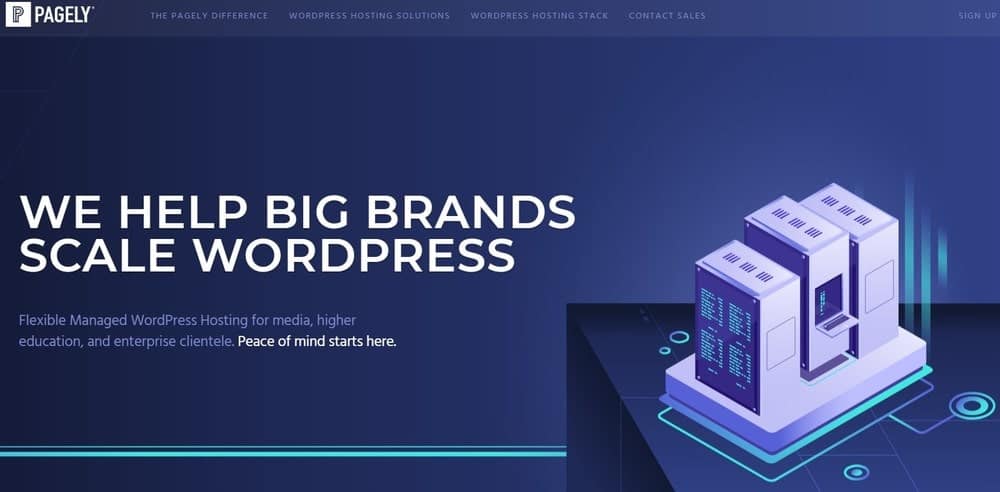 الصفحة الرئيسية لموقع Pagely