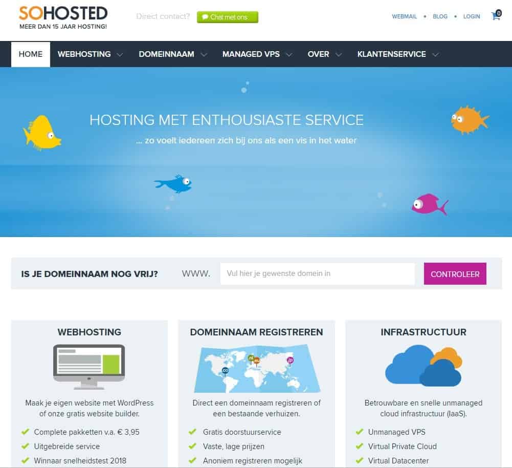 الصفحة الرئيسية لموقع SoHosted