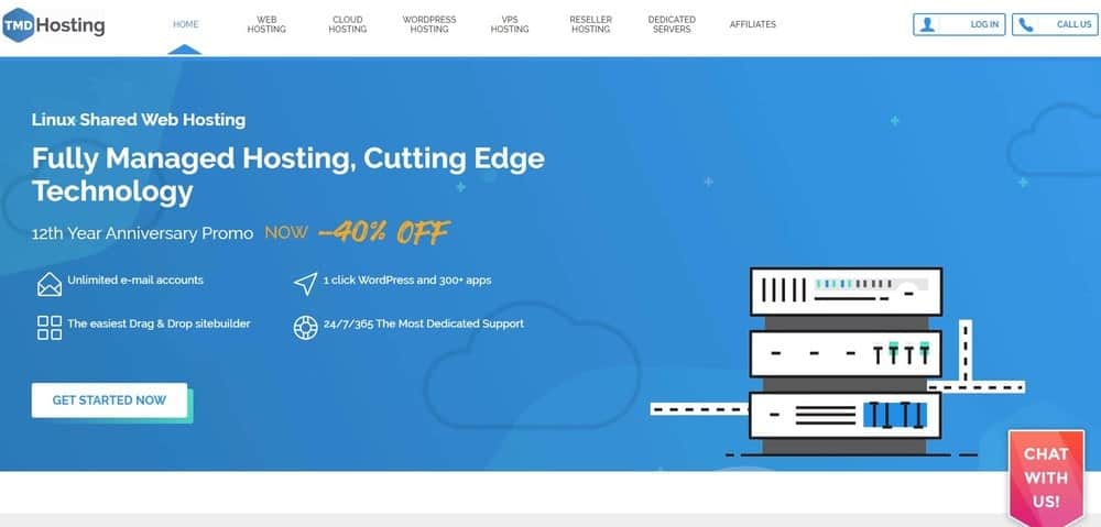 الصفحة الرئيسية لموقع TMDHosting