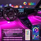 Lumini interioare pentru mașină Keepsmile Accesorii pentru mașină Lumini cu LED pentru mașină Control prin aplicație cu telecomandă Sincronizare muzică Schimbarea culorii RGB sub bord Iluminare mașină cu încărcător auto 12V 2A Lumini LED pentru mașină (RGB)