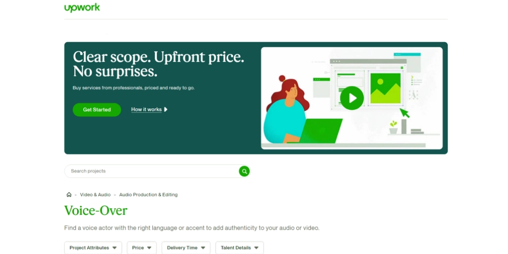 Servicios de locución de Upwork