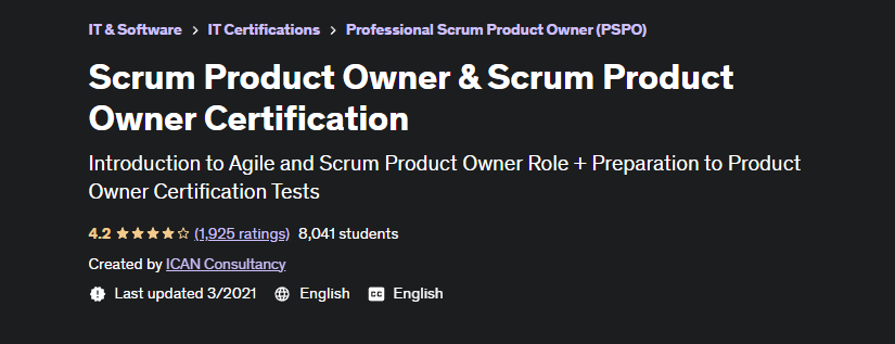 Certificazione Scrum Product Owner e Scrum Product Owner Udemy