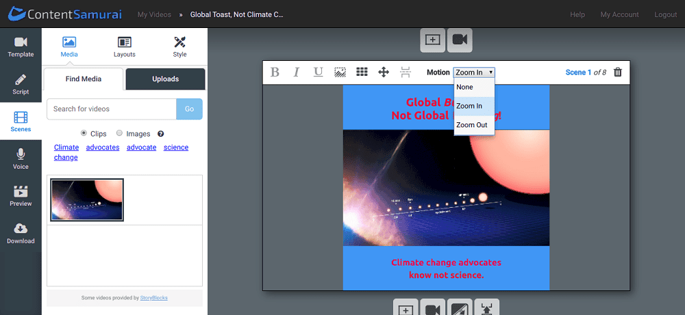 Screenshot der Inhalts-Samurai-Szenenmodifikation.