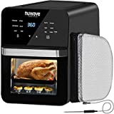 NUWAVE Brio Air Fryer Smart Oven, X-Large Family Size 15,5 Qt, комбинированный гриль-гриль с конвекцией на столешнице, набор корзин и шампуров для гриля из нержавеющей стали, двусторонняя решетка для гриля с ультра-антипригарным покрытием в комплекте