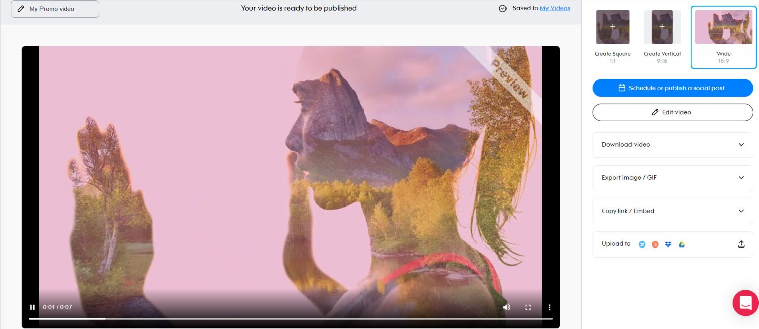 프로모션 비디오 메이커 게시 페이지