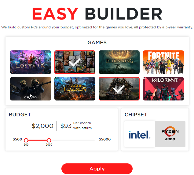 construtor de pc personalizado ibuypower