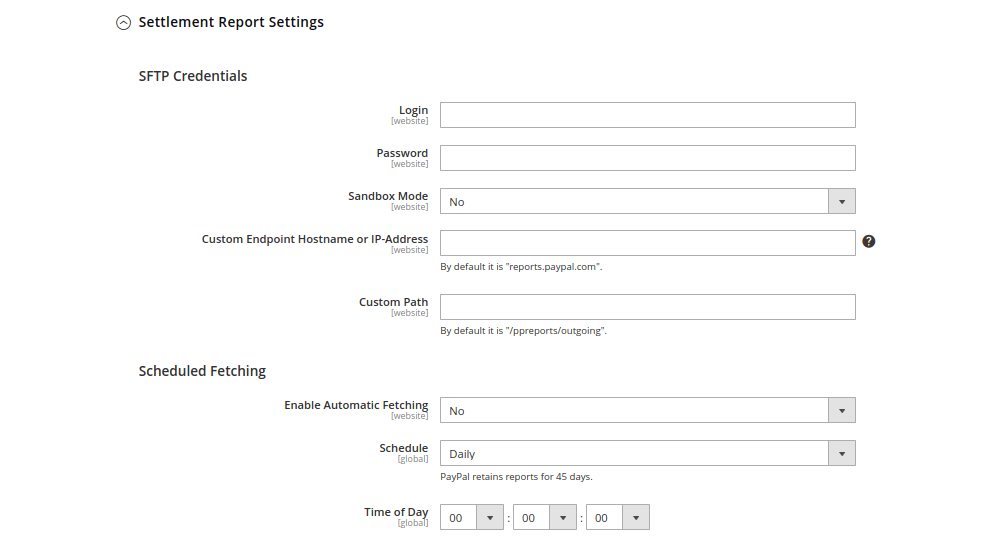 페이팔 결제 보고서 설정