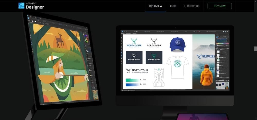 لقطة شاشة لأداة برنامج مصمم الدبوس Affinity Designer.