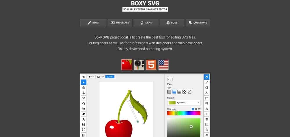 لقطة شاشة لأداة برنامج مصمم دبوس Boxy SVG.