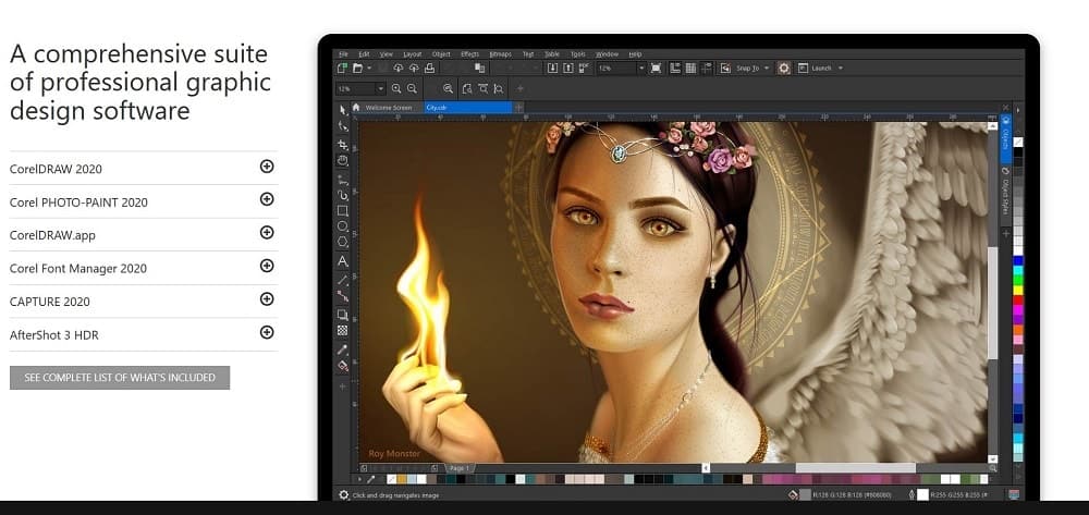 لقطة شاشة لأداة برنامج مصمم دبوس Corel DRAW.