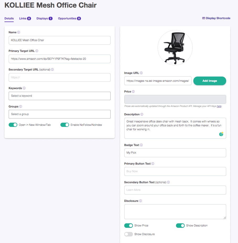 Ekran tworzenia pudełka promocyjnego produktu Lasso