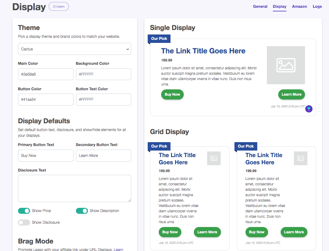 Opcje dostosowywania projektu Lasso