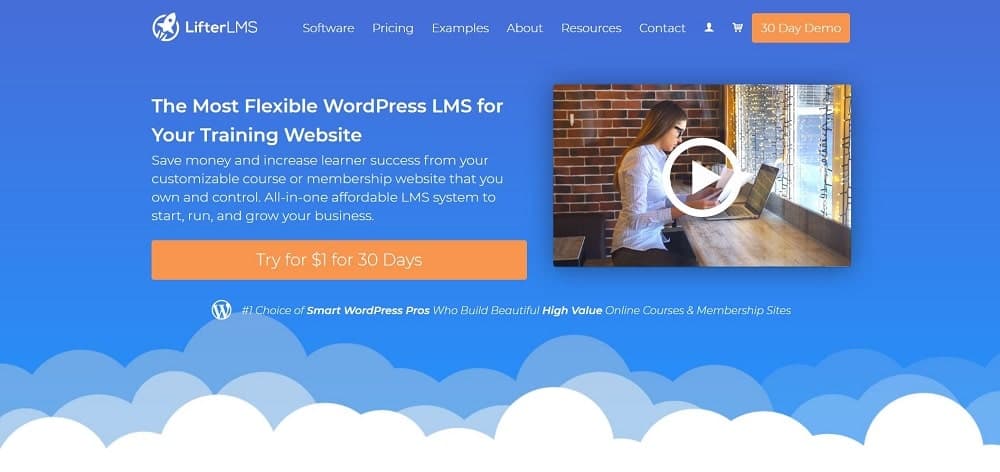 Uma captura de tela da página inicial do software do curso online LifterLMS.