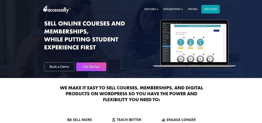 Uma captura de tela da página inicial do software do curso online AccessAlly.