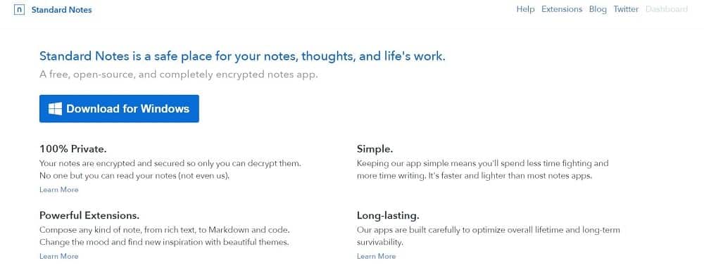 Standart Notlar not alma uygulaması ana sayfasının ekran görüntüsü.
