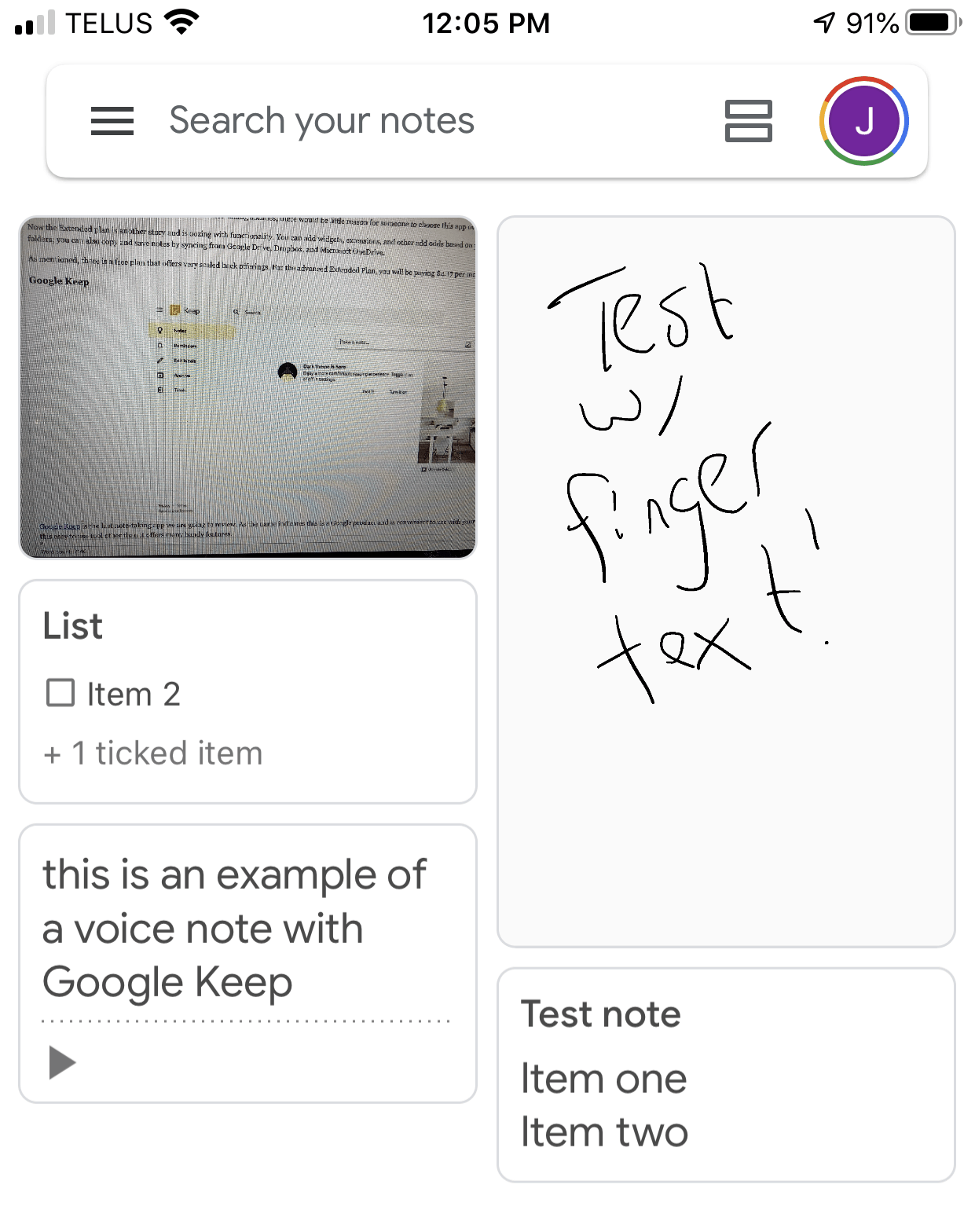 Mobil sürüm Google Keep