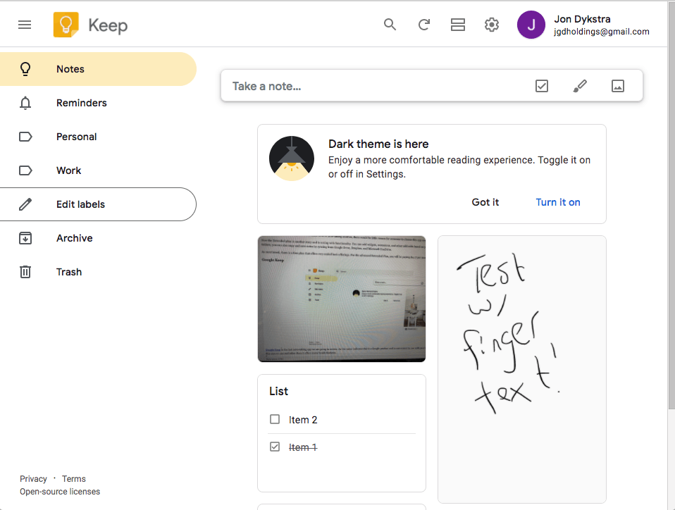 masaüstü Google Keep