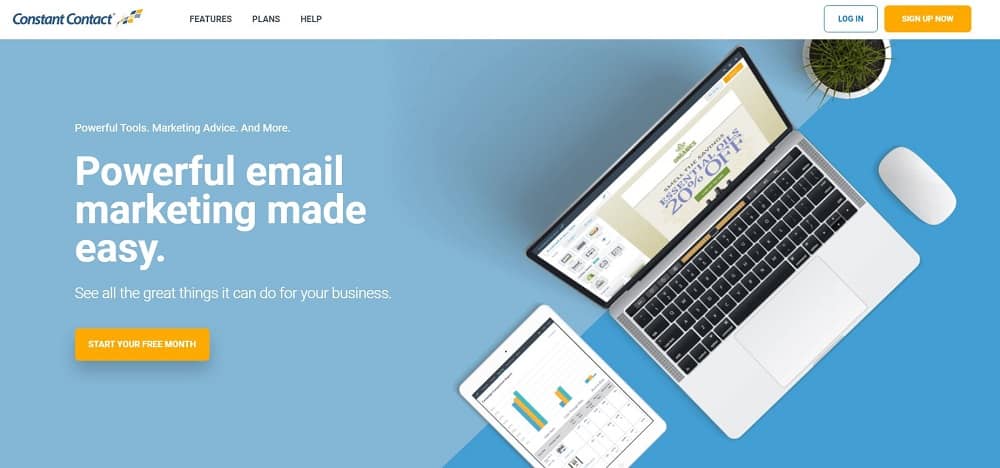 Screenshot del software di email marketing di Constant Contact.