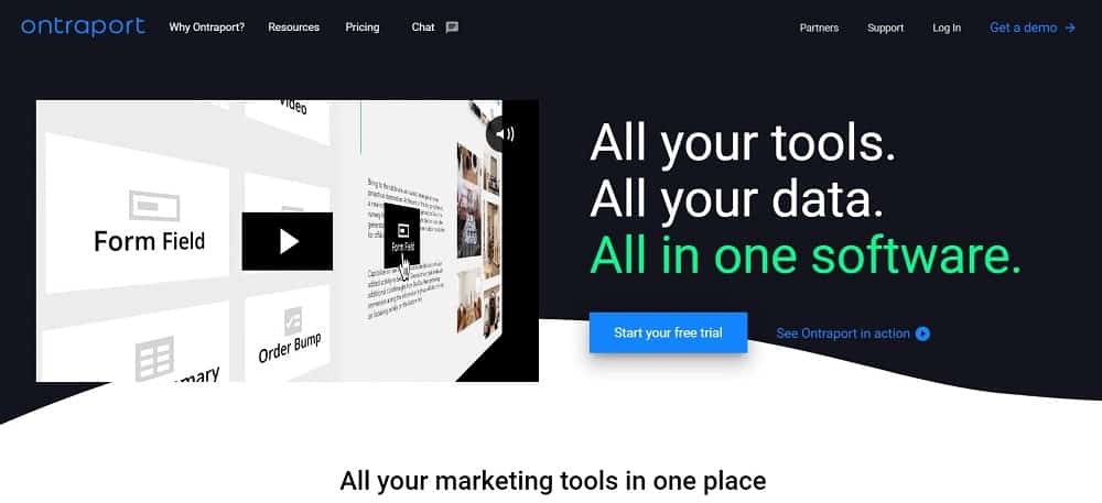 Screenshot del software di email marketing di Ontraport.
