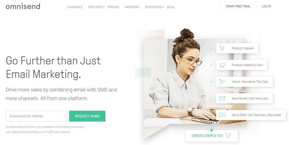 Screenshot del software di email marketing Omnisend.