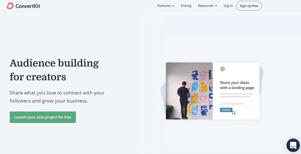 Screenshot del software di email marketing ConvertKit.