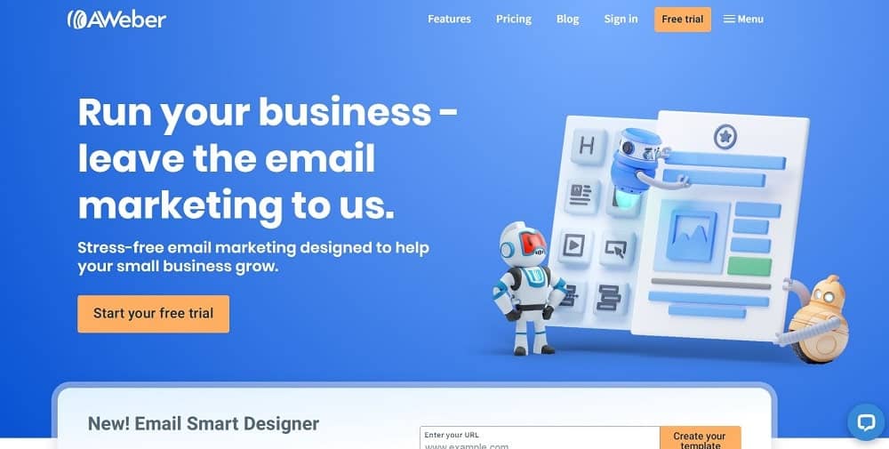 Screenshot del software di email marketing Aweber.