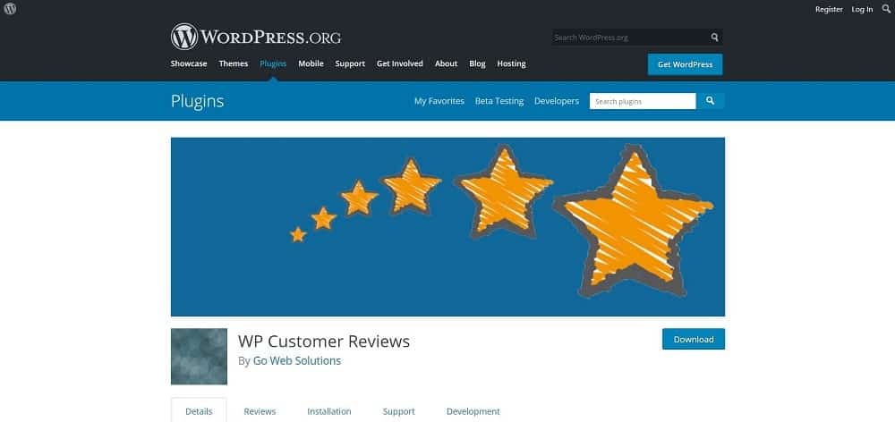 สกรีนช็อตของปลั๊กอินรีวิวผลิตภัณฑ์ WP Customer Reviews สำหรับหน้าแรกของสคีมาและการให้คะแนน