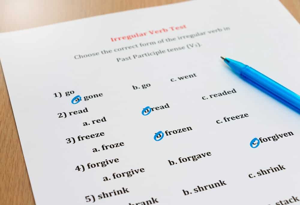 Düzensiz fiil test kağıdı