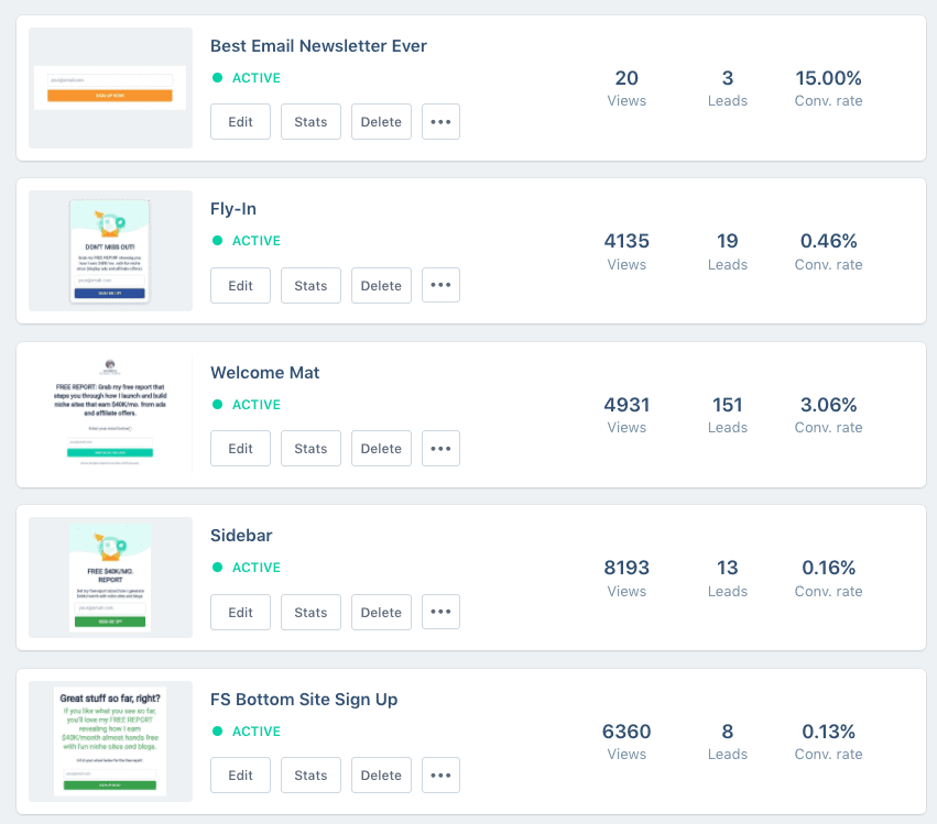 ConvertBox için e-posta kayıt formu veri analizi