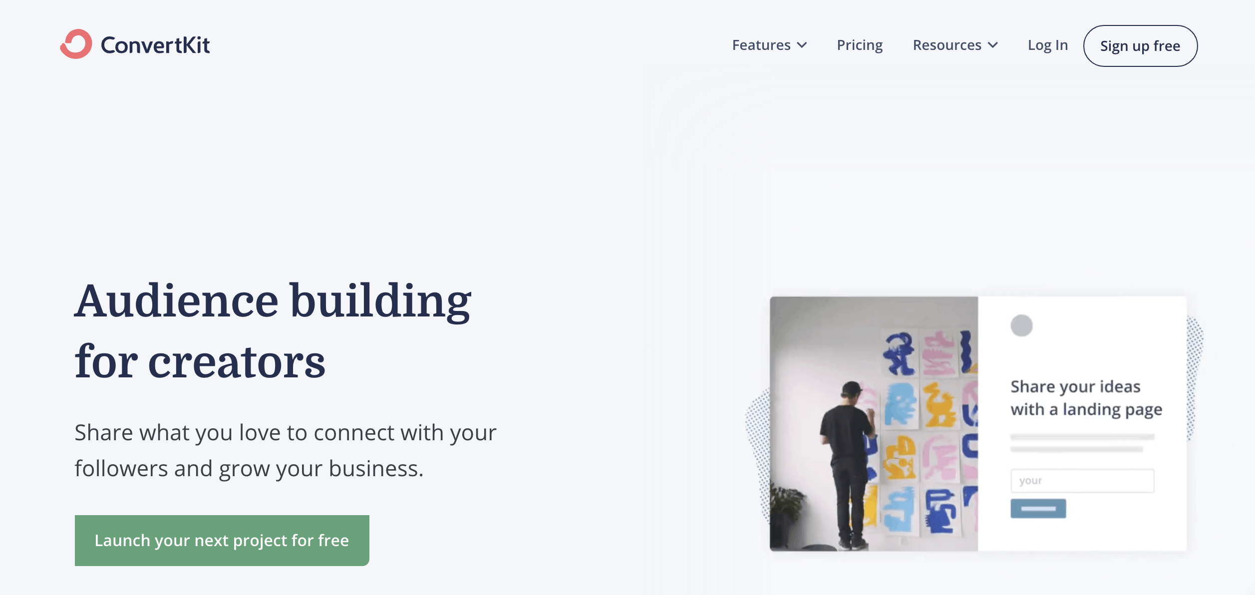 Piattaforma di email marketing di Convertkit