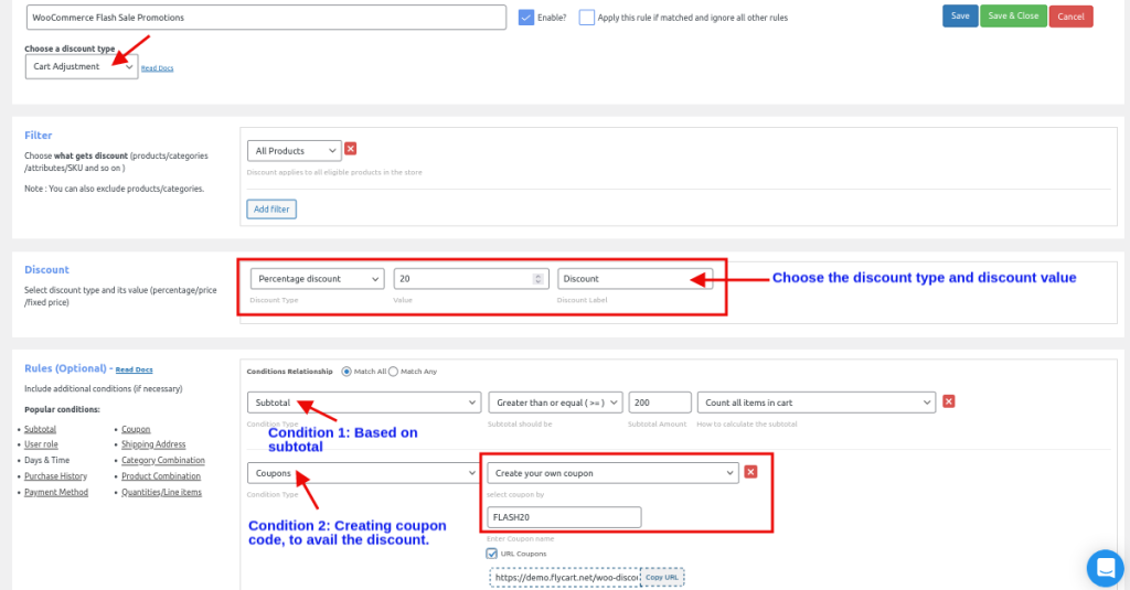 indirim türünü seçin