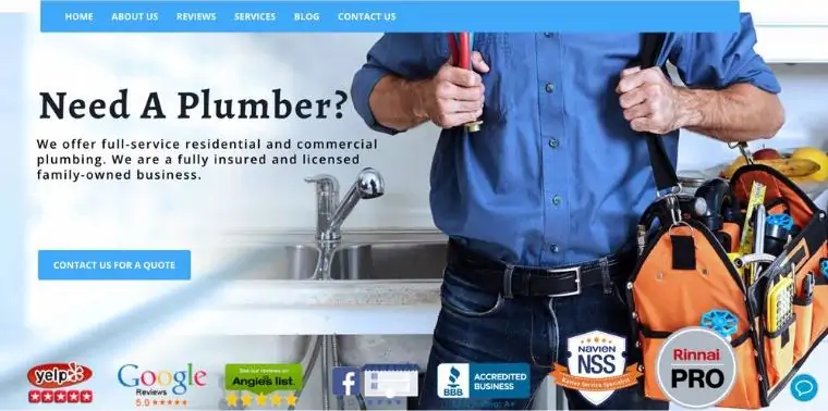 Домашняя страница сайта сантехников