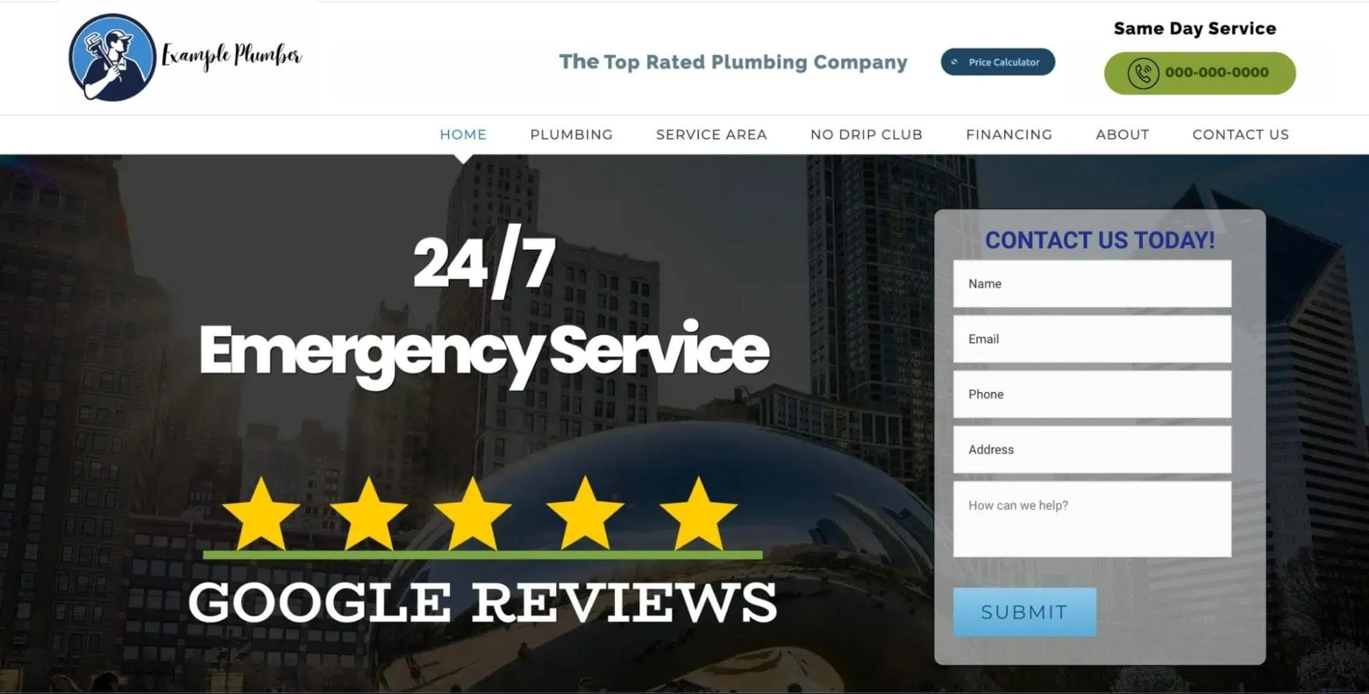 Пример главной страницы сайта сантехника